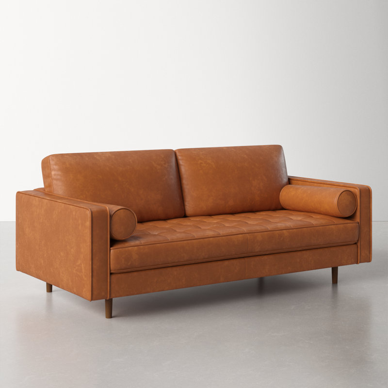 AllModern Geo 84" Vegan Leather Sofa & Reviews | Wayfair